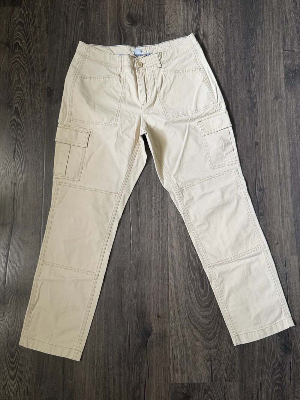 L.L.Bean Cargo Pants Petite 8 Beige Cotton Utility
